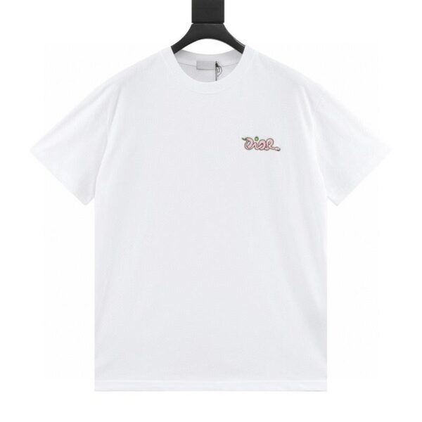 designer,replica,clothing,fake,1:1,lv,luxury,high quality Dior new series apple snake embroidery short-sleeved T-shirt (A0A9)