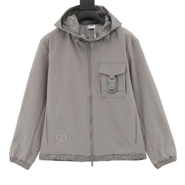 designer,replica,clothing,fake,1:1,lv,luxury,high quality Dior all-over printed monogram embroidered hooded windbreaker jacket (FF83)