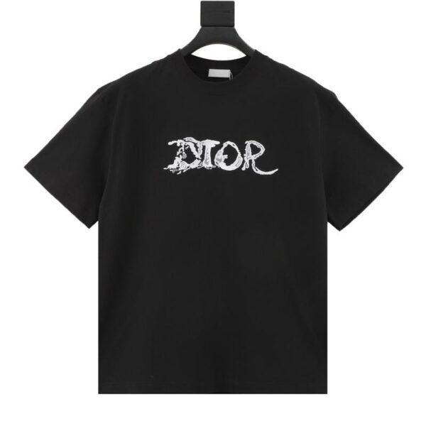 designer,replica,clothing,fake,1:1,lv,luxury,high quality Dior classic differentiated font embroidered short sleeves (EF8C)