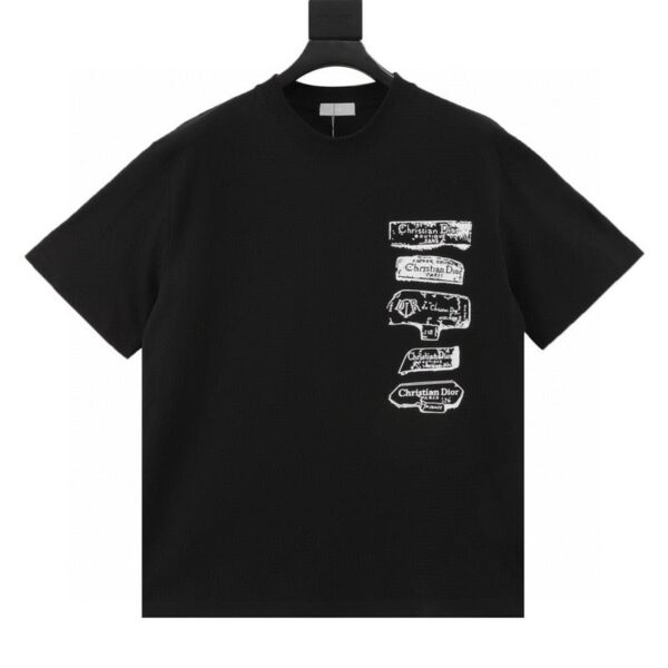 designer,replica,clothing,fake,1:1,lv,luxury,high quality Dior classic simple drawing logo printed short sleeves (AE95)