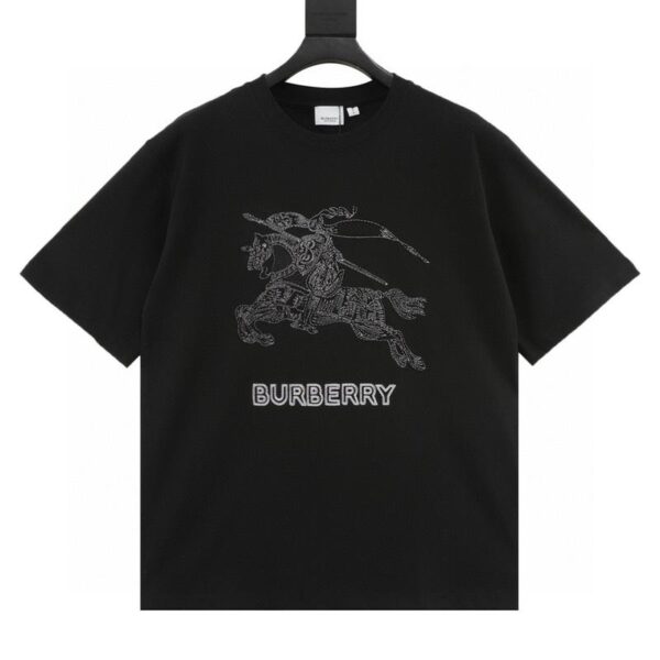designer,replica,clothing,fake,1:1,lv,luxury,high quality Burberry embroidered knight war horse logo short-sleeved T-shirt (325C)
