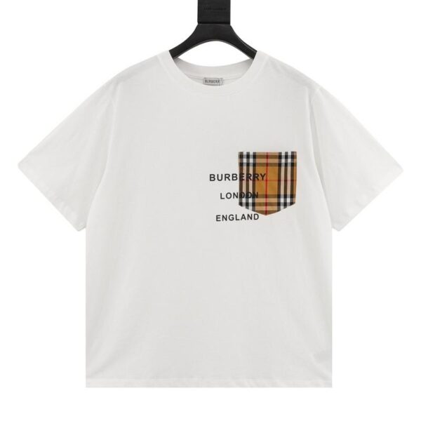 designer,replica,clothing,fake,1:1,lv,luxury,high quality Burberry plaid pocket laminated letter short sleeves (FA2A)