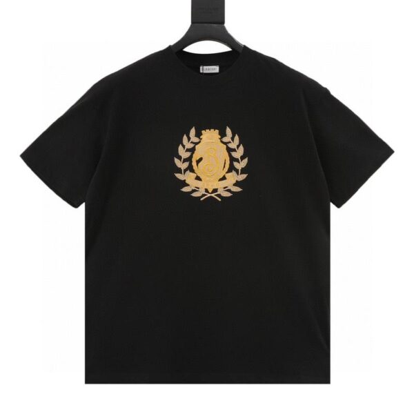 designer,replica,clothing,fake,1:1,lv,luxury,high quality Burberry gold leaf logo round neck short-sleeved T-shirt (024C)