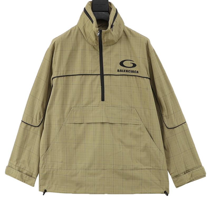 designer,replica,clothing,fake,1:1,lv,luxury,high quality Balenciaga embroidered stand collar half-zip plaid jacket (6F76) designer,replica,clothing,fake,1:1,lv,luxury,high quality Balenciaga embroidered stand collar half-zip plaid jacket (6F76)