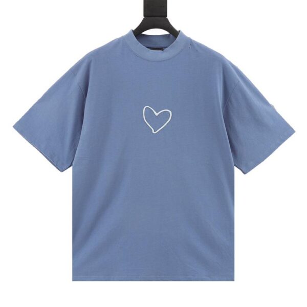 designer,replica,clothing,fake,1:1,lv,luxury,high quality Balenciaga Chinese Valentine’s Day 24 Series Solid Color Heart-Shaped Short-Sleeved T-Shirt (EC63)