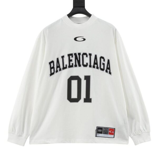 designer,replica,clothing,fake,1:1,lv,luxury,high quality Balenciaga new embroidered No. 01 basketball long-sleeved jersey (00B2)