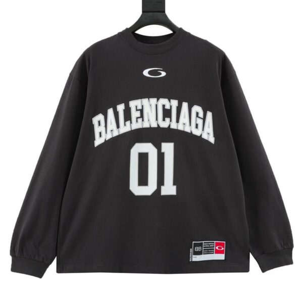 designer,replica,clothing,fake,1:1,lv,luxury,high quality Balenciaga new embroidered No. 01 basketball long-sleeved jersey (4476)