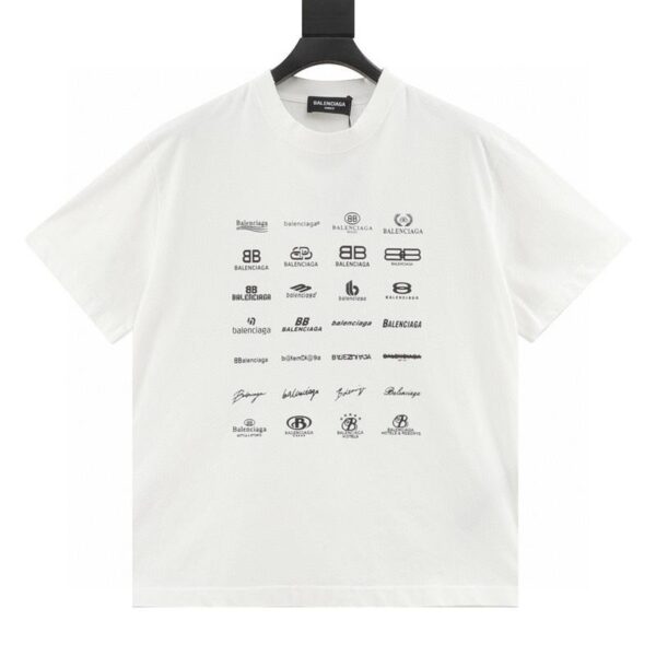 designer,replica,clothing,fake,1:1,lv,luxury,high quality Balenciaga multi-language printed short-sleeve (E5FE)