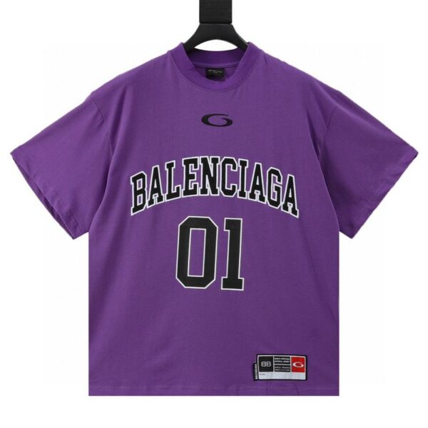 designer,replica,clothing,fake,1:1,lv,luxury,high quality Balenciaga new embroidered No. 01 basketball short sleeves (739F)