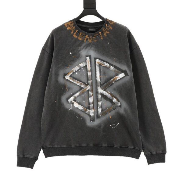 designer,replica,clothing,fake,1:1,lv,luxury,high quality Balenciaga hand-painted lettering crew neck sweatshirt (6466)