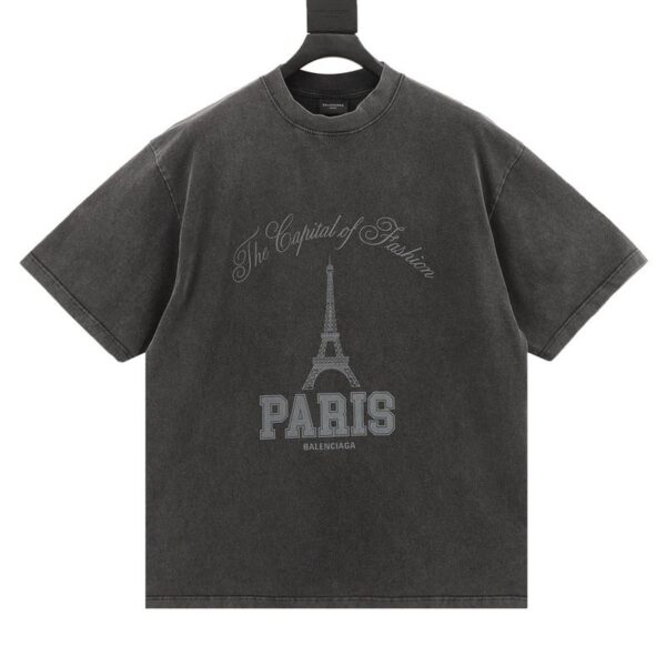 designer,replica,clothing,fake,1:1,lv,luxury,high quality Balenciaga Tower washed distressed short-sleeve (3CAF)