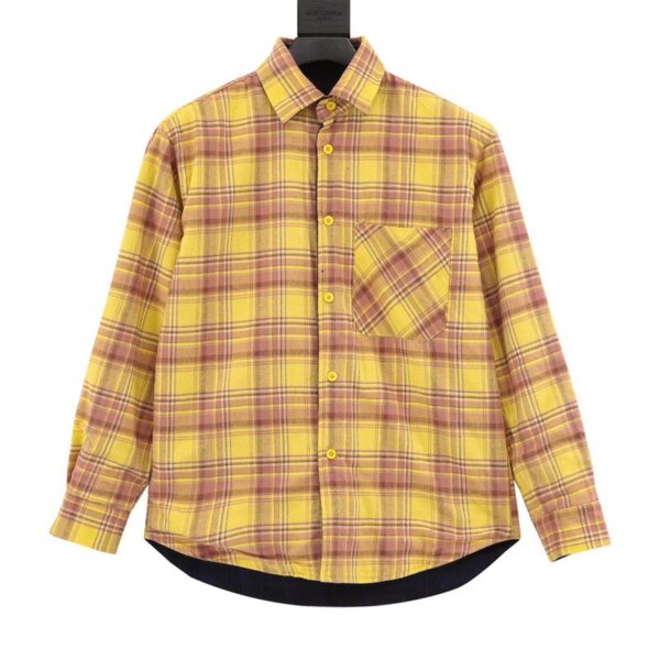 designer,replica,clothing,fake,1:1,lv,luxury,high quality Balenciaga double-sided plaid silhouette shirt (A577)