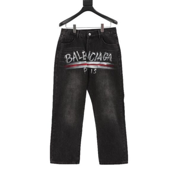 designer,replica,clothing,fake,1:1,lv,luxury,high quality Balenciaga cola print vintage jeans (6CCF)