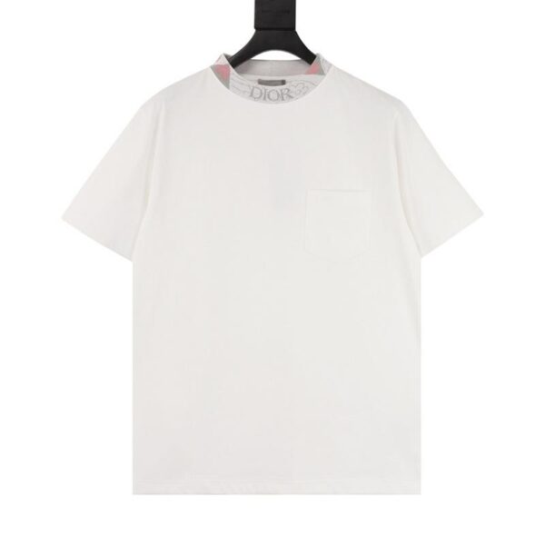 designer,replica,clothing,fake,1:1,lv,luxury,high quality Dior floral collar pocket embroidered letters round neck short sleeves (2FC9)