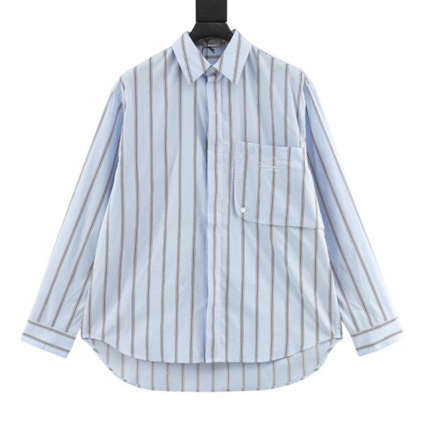 designer,replica,clothing,fake,1:1,lv,luxury,high quality Dior pocket CD letter print striped long-sleeved shirt (683F)