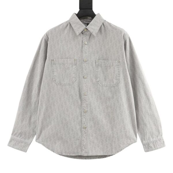 designer,replica,clothing,fake,1:1,lv,luxury,high quality Dior all-over printed presbyopic suit denim shirt (472B)
