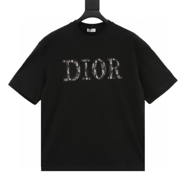 designer,replica,clothing,fake,1:1,lv,luxury,high quality Dior presbyopic patch embroidered letter short sleeves (3B70)