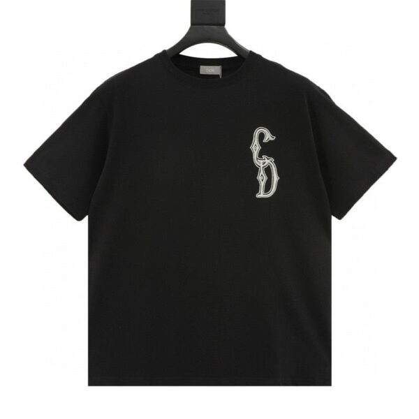 designer,replica,clothing,fake,1:1,lv,luxury,high quality Dior gold thread embroidered CD short sleeves (8986)