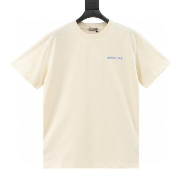 designer,replica,clothing,fake,1:1,lv,luxury,high quality Dior cursive embroidered letters short-sleeved T-shirt (3450)