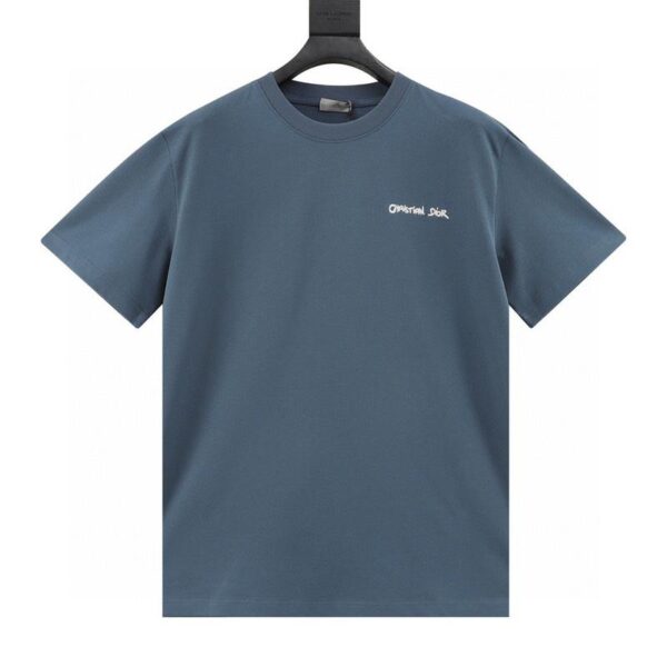 designer,replica,clothing,fake,1:1,lv,luxury,high quality Dior cursive embroidered letters short-sleeved T-shirt (D01B)