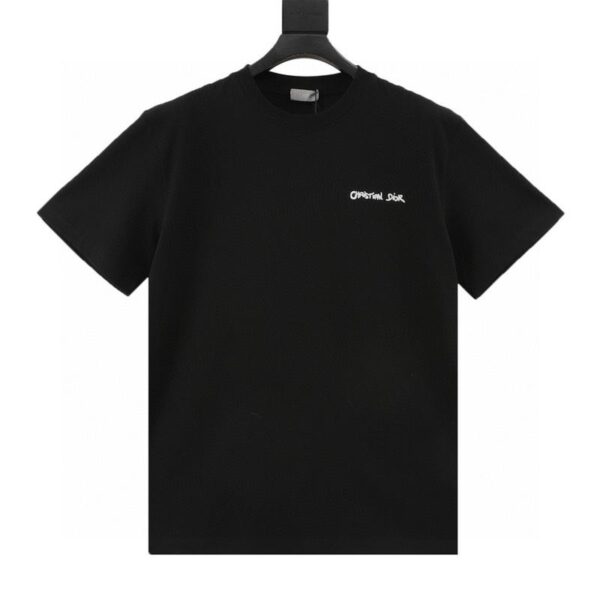 designer,replica,clothing,fake,1:1,lv,luxury,high quality Dior cursive embroidered letters short-sleeved T-shirt (E932)