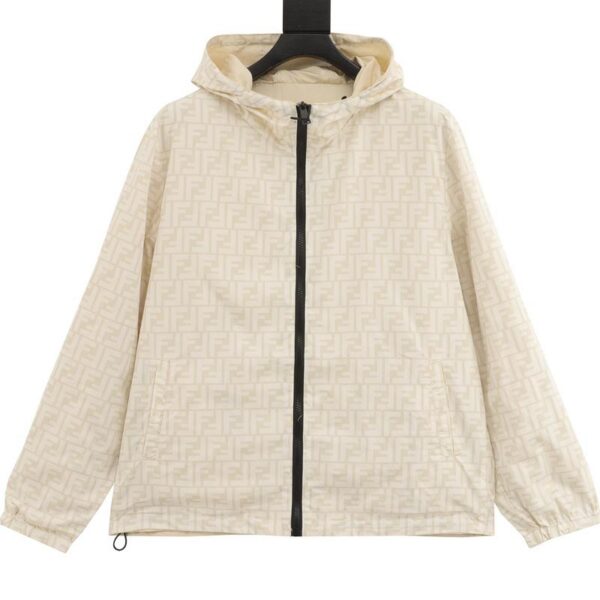 designer,replica,clothing,fake,1:1,lv,luxury,high quality Fendi full printed FF reversible nylon jacket hooded jacket (9AB4)