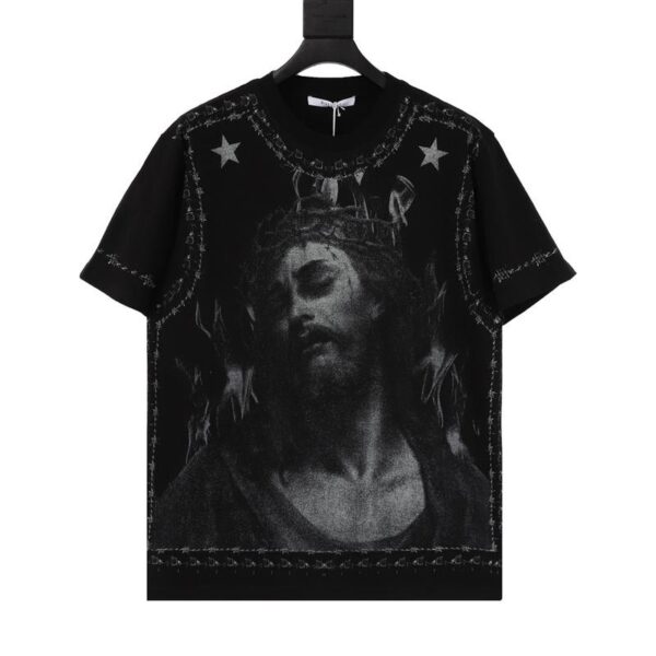 designer,replica,clothing,fake,1:1,lv,luxury,high quality Givenchy Jesus printed round neck T-shirt (BEA5)