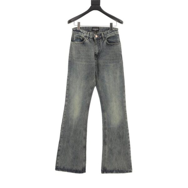 designer,replica,clothing,fake,1:1,lv,luxury,high quality Balenciaga blue washed orange flared jeans (E49F)