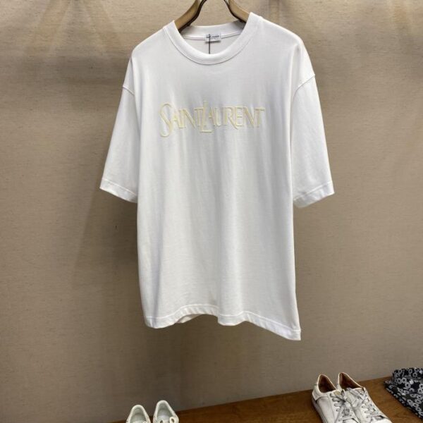 designer,replica,clothing,fake,1:1,lv,luxury,high quality YSL new black cotton short-sleeved T-Shirt
