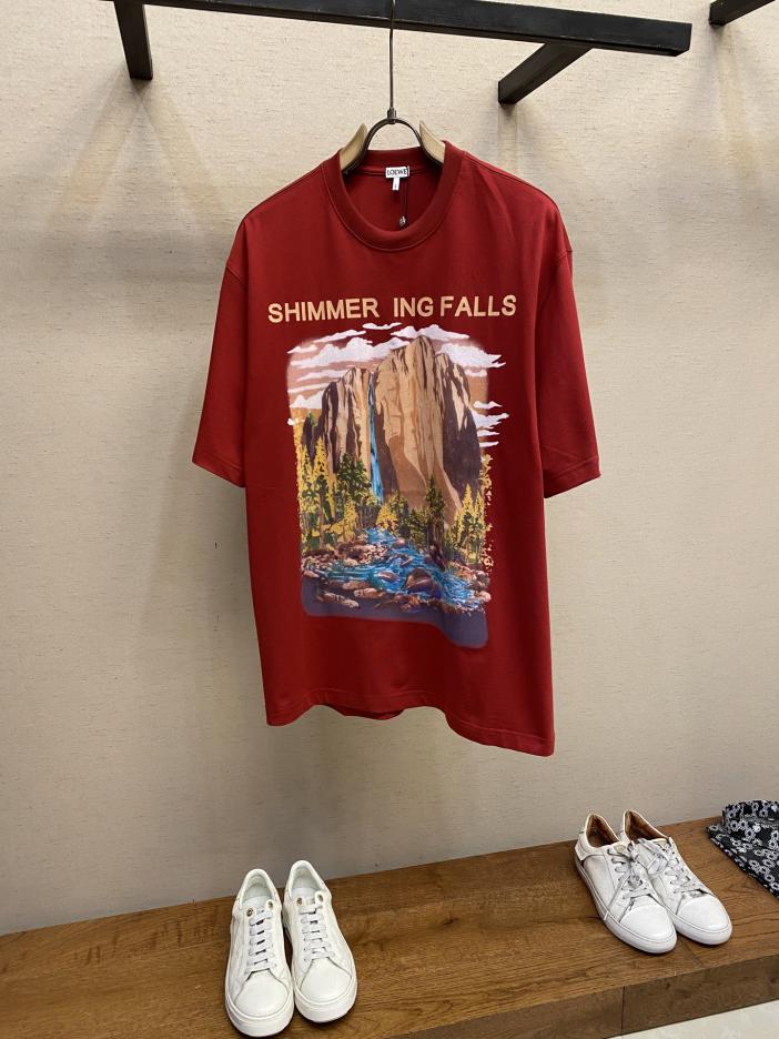 designer,replica,clothing,fake,1:1,lv,luxury,high quality Loewe maroon round neck loose short sleeves designer,replica,clothing,fake,1:1,lv,luxury,high quality Loewe maroon round neck loose short sleeves
