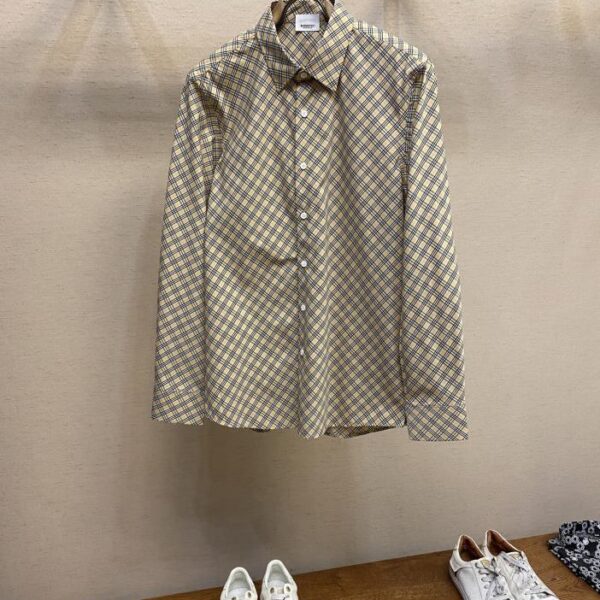designer,replica,clothing,fake,1:1,lv,luxury,high quality BBR plaid cotton casual shirt