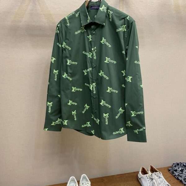 designer,replica,clothing,fake,1:1,lv,luxury,high quality Louis Vuitton full-print verse logo long-sleeved casual business shirt