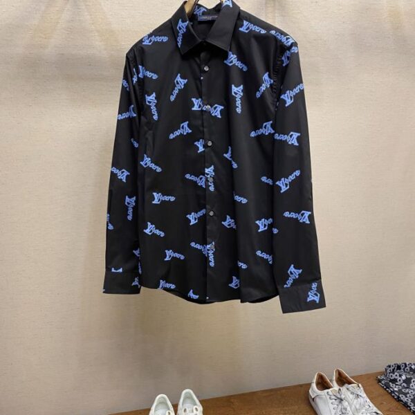 designer,replica,clothing,fake,1:1,lv,luxury,high quality Louis Vuitton full-print verse logo long-sleeved casual business shirt