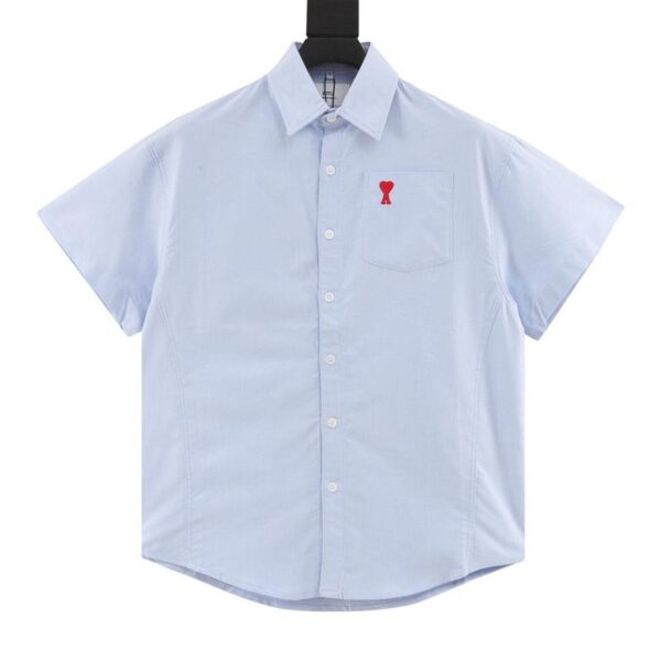 designer,replica,clothing,fake,1:1,lv,luxury,high quality AMI men’s and women’s classic red heart solid color casual loose short-sleeved shirt (071E)
