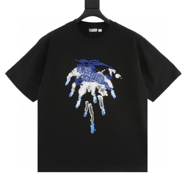 designer,replica,clothing,fake,1:1,lv,luxury,high quality Burberry war horse toothbrush embroidery and splash ink printed short-sleeved T-shirt (ACFB)