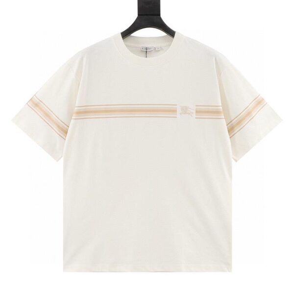 designer,replica,clothing,fake,1:1,lv,luxury,high quality Burberry striped print war horse embroidered short-sleeved T-shirt (98F2)