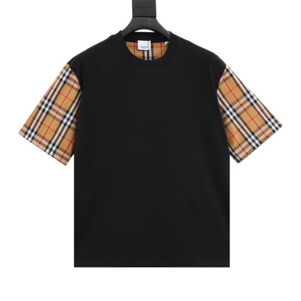 designer,replica,clothing,fake,1:1,lv,luxury,high quality Burberry plaid sleeve short-sleeved T-shirt (5DE9)