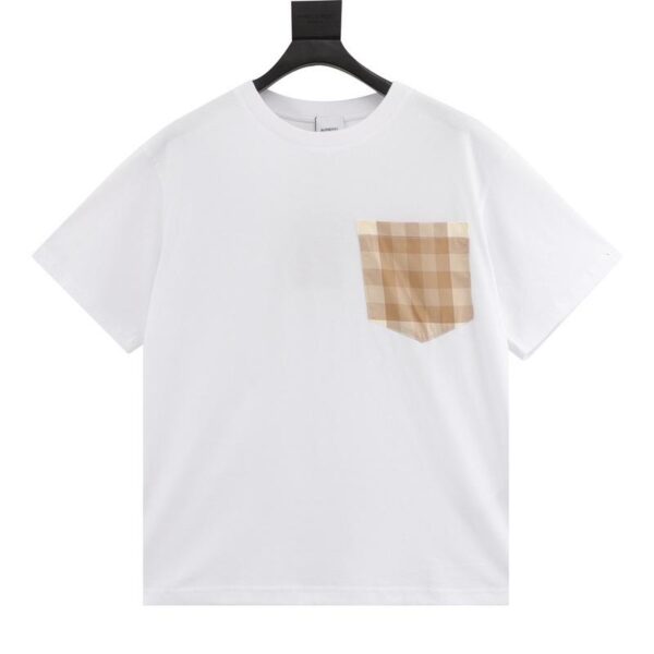 designer,replica,clothing,fake,1:1,lv,luxury,high quality Burberry plaid pocket round neck short sleeves (986B)