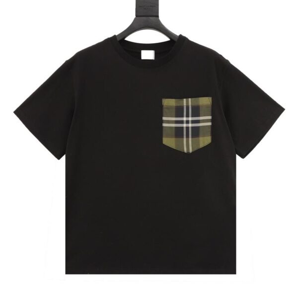 designer,replica,clothing,fake,1:1,lv,luxury,high quality Burberry plaid pocket round neck short sleeves (E474)