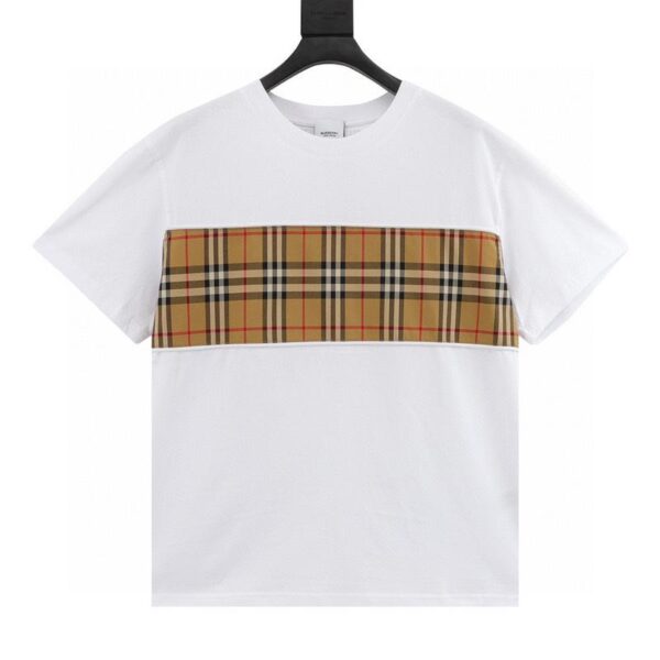 designer,replica,clothing,fake,1:1,lv,luxury,high quality Burberry plaid patchwork round neck short sleeves (C6CB)
