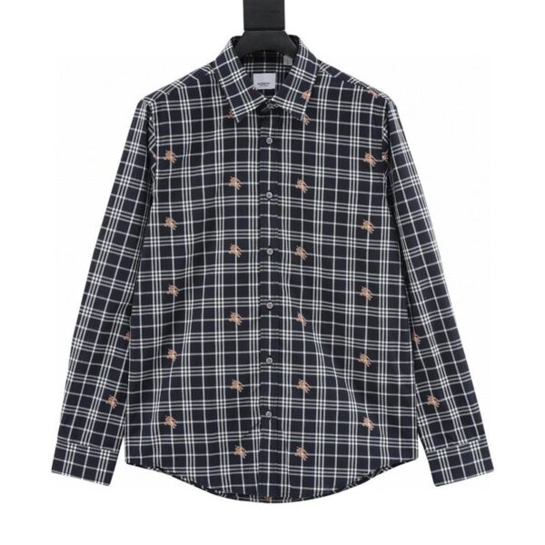 designer,replica,clothing,fake,1:1,lv,luxury,high quality Burberry all-over war horse plaid long-sleeved shirt (326D)