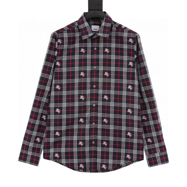 designer,replica,clothing,fake,1:1,lv,luxury,high quality Burberry all-over war horse plaid long-sleeved shirt (Fendi D2)