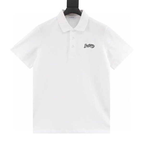 designer,replica,clothing,fake,1:1,lv,luxury,high quality Burberry cursive embroidered signature short-sleeved polo shirt (5398)