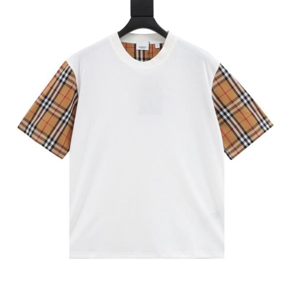 designer,replica,clothing,fake,1:1,lv,luxury,high quality Burberry plaid sleeve short-sleeved T-shirt (5F30)