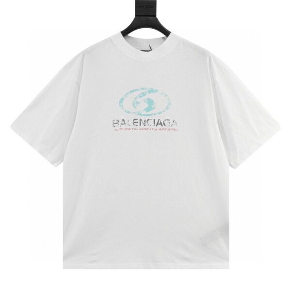 designer,replica,clothing,fake,1:1,lv,luxury,high quality Balenciaga surf frayed printed round neck short sleeves (B76A)