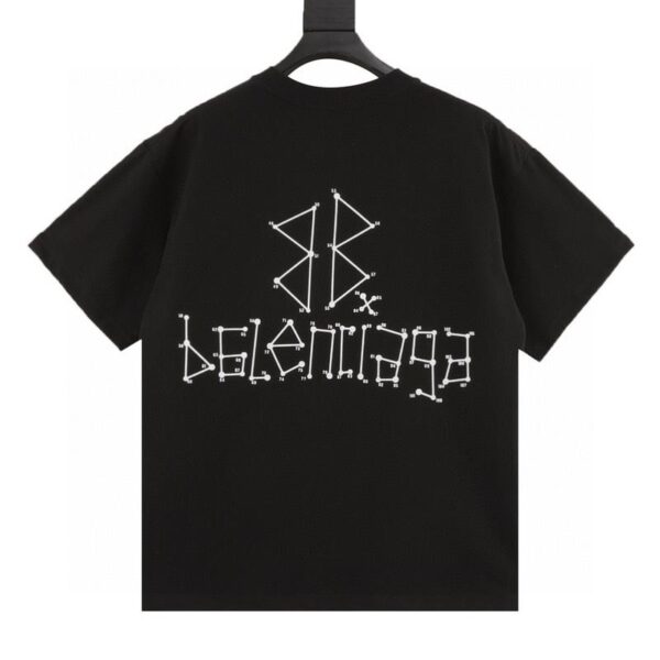 designer,replica,clothing,fake,1:1,lv,luxury,high quality Balenciaga geometric logo double B number flocking short-sleeved T-shirt (4489)
