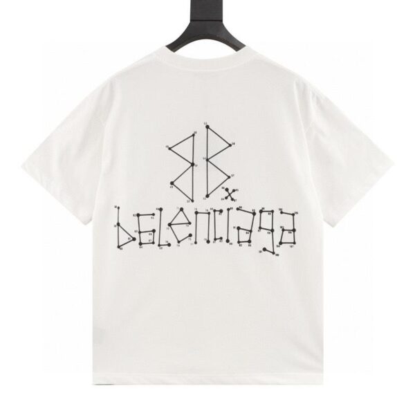 designer,replica,clothing,fake,1:1,lv,luxury,high quality Balenciaga geometric logo double B number flocking short-sleeved T-shirt (A455)