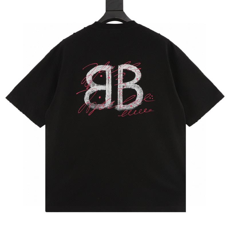designer,replica,clothing,fake,1:1,lv,luxury,high quality Balenciaga letter double B hand-painted washed holed short-sleeved T-shirt (7945) designer,replica,clothing,fake,1:1,lv,luxury,high quality Balenciaga letter double B hand-painted washed holed short-sleeved T-shirt (7945)