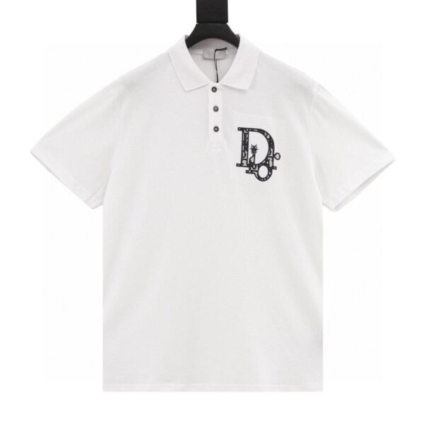 designer,replica,clothing,fake,1:1,lv,luxury,high quality Dior embroidered LOGO short-sleeved POLO shirt (A9E7)
