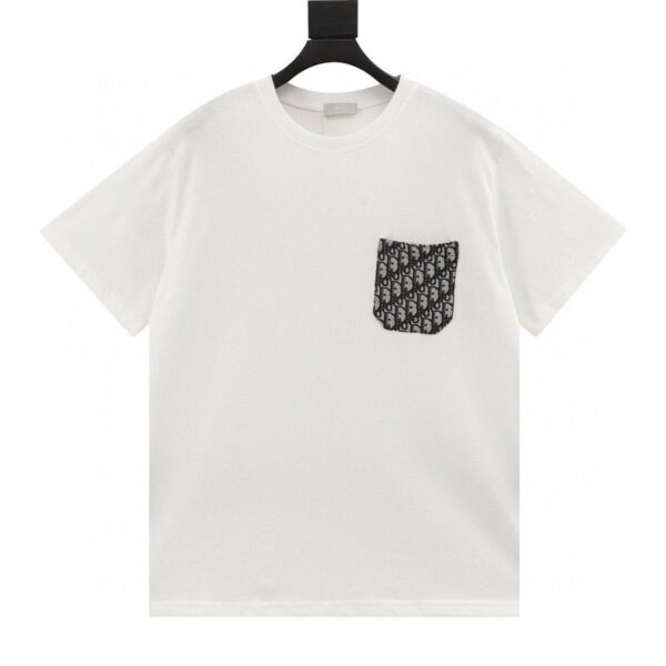 designer,replica,clothing,fake,1:1,lv,luxury,high quality Dior pocket embellished patchwork short-sleeved T-shirt (92F7)